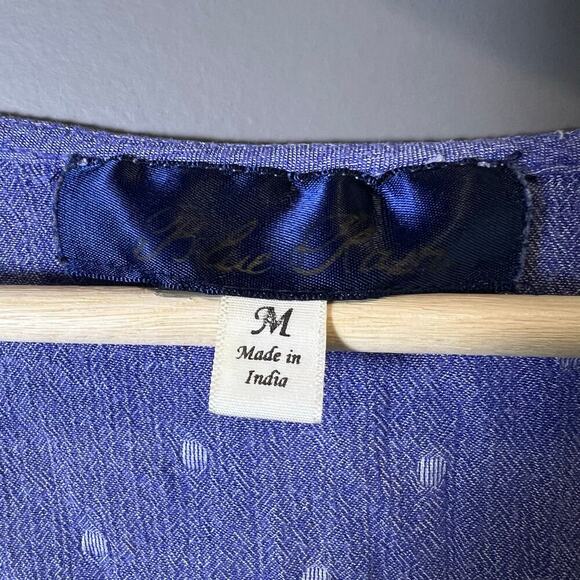 Blue Rain Lightweight Blue Short Sleeve Blouse Top with tie front size Medium - Picture 4 of 7